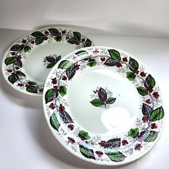 Woodbine Dinner Plates Lot of 2 10 5/8 in. Diameter J. Clementson Antiqu… - Picture 7 of 7